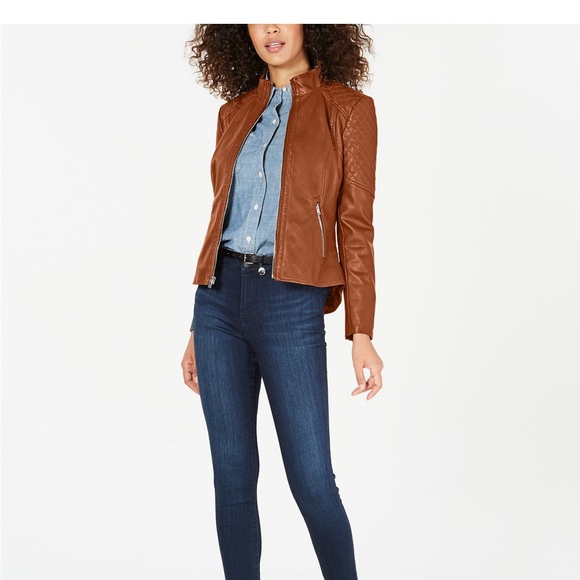 Guess Front Zip Faux-Leather Jacket NEW WITH TAGS - Picture 2 of 4